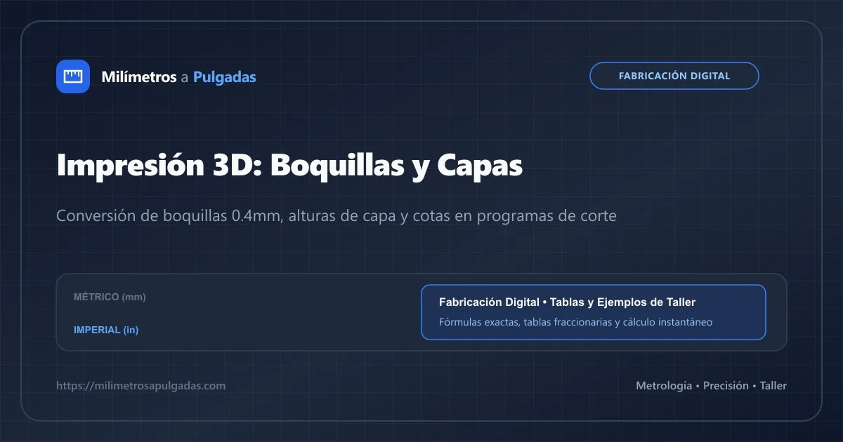 Impresión 3D: Boquillas y Capas de mm a Pulgadas