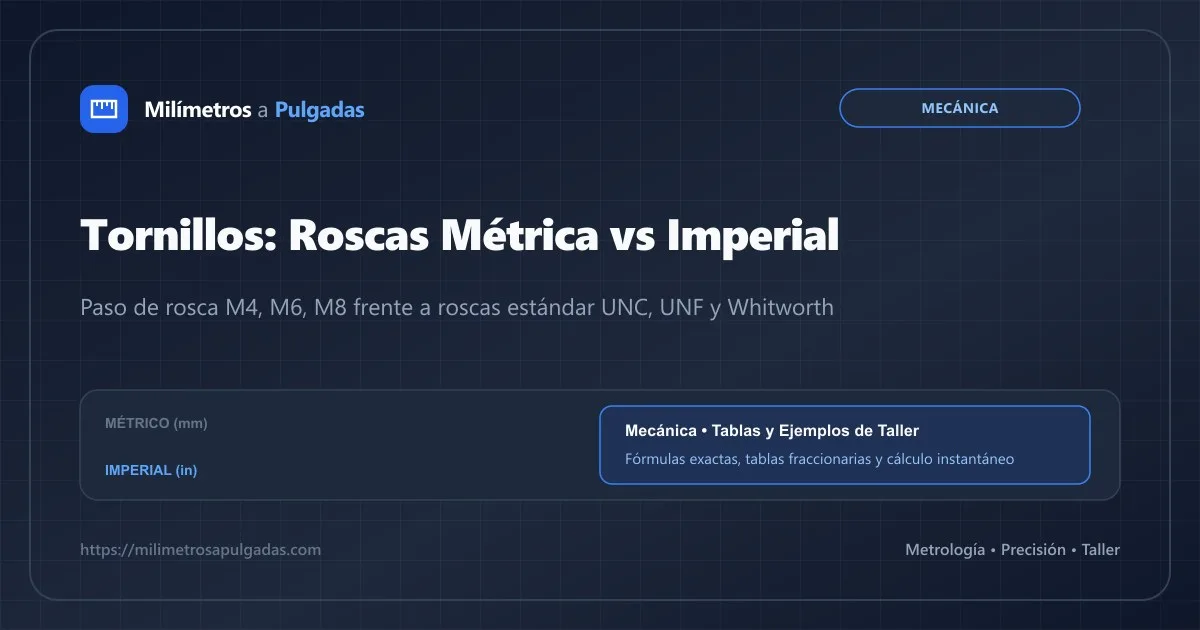 Tornillos y Roscas: Métrica (mm) vs Rosca Imperial