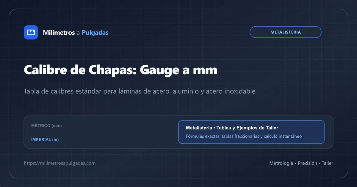 Calibre de Chapas: Tabla de Gauge a mm y Pulgadas